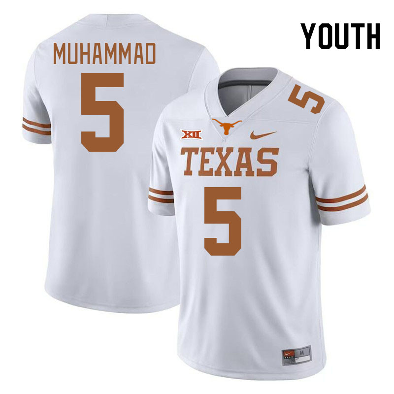 Youth #5 Malik Muhammad Texas Longhorns 2023 College Football Jerseys Stitched-White